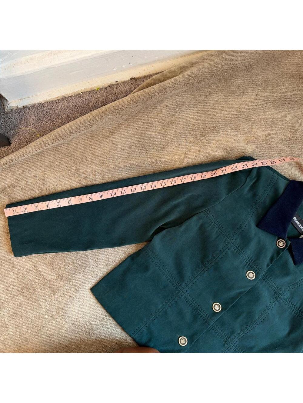 90s Sag Harbor Forest Green Button Up Jacket Contrast Collar Size 12 - Picture 6 of 8